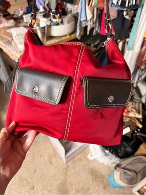 Liz Claiborne Red Shoulder Bag with Black Trim